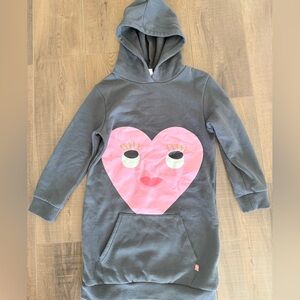 Billie blush Gray Hoodie Dress with Pink Heart Design size 10 youth